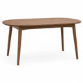 Table à manger rectangulaire arrondie en hévéa massif et placage noyer marron, 140 × 80 × 75 cm