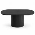 Table à manger ovale en bois noir avec pied central rainuré, 160 × 90 × 75 cm
