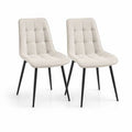 Lot de 2 chaises de salle à manger rembourrées en polyester beige avec pieds en acier noir, 48 x 55 x 84 cm