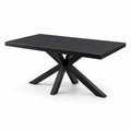 Table à manger rectangulaire en MDF mélaminé et acier noir, 160 × 90 × 76 cm